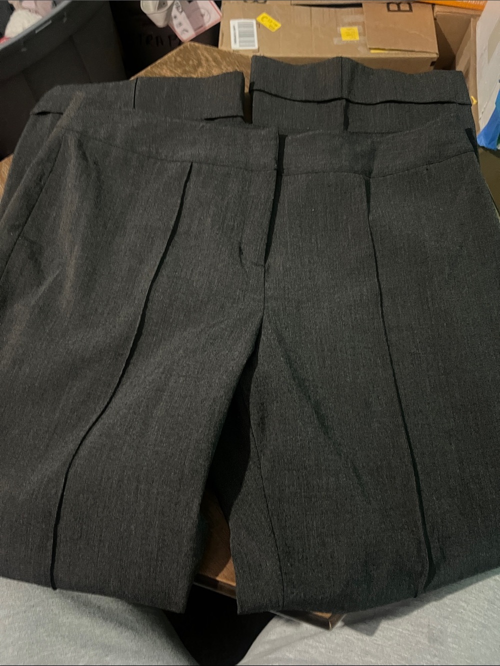 Women's Flat Front Dress Pants in Dark Charcoal Gray